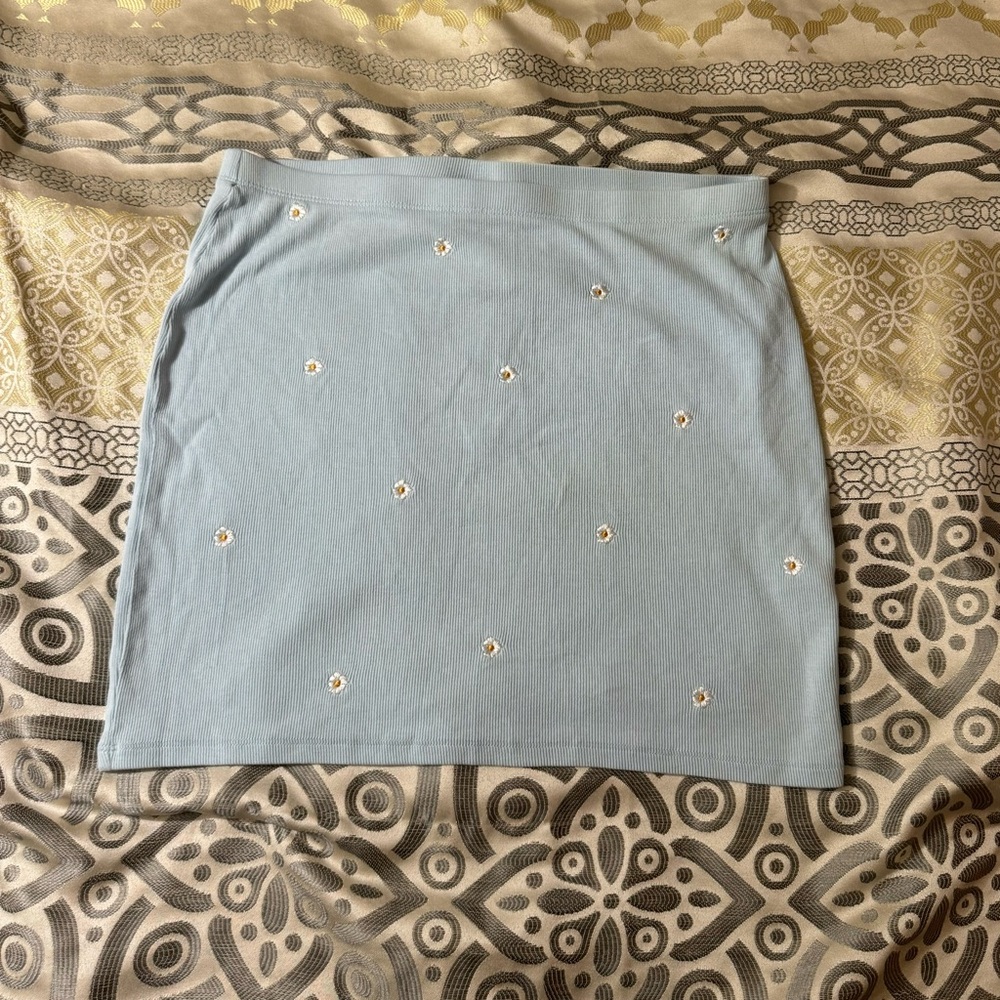 primark Light Blue Embroidered Skirt